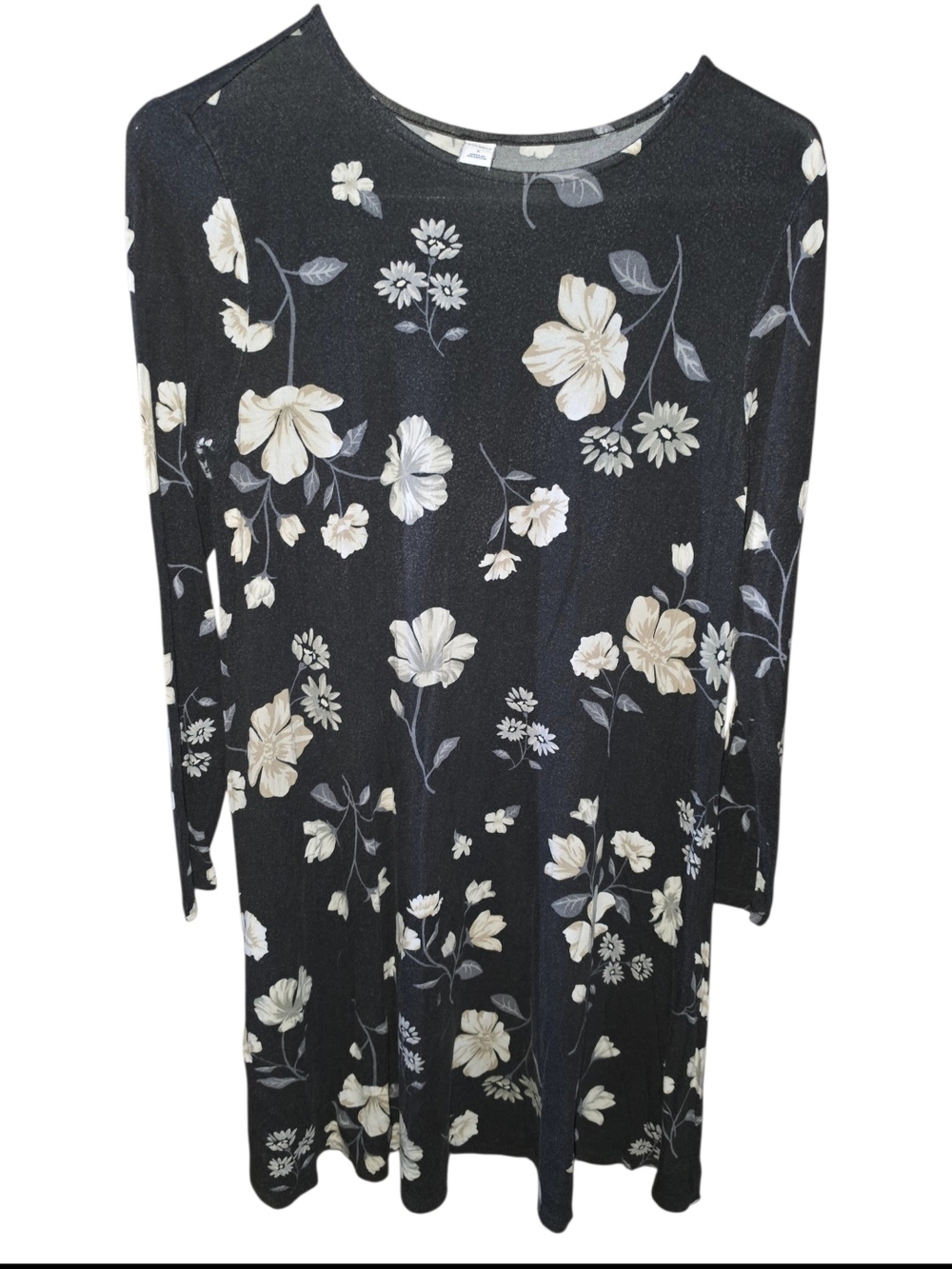 4/8/150. Old Navy Womens Black Floral Long-Sleeve Dress